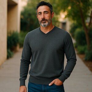 Izod Sweater Mens XXL Dark Gray Pullover Cotton Acrylic Wool Blend Dark Academia